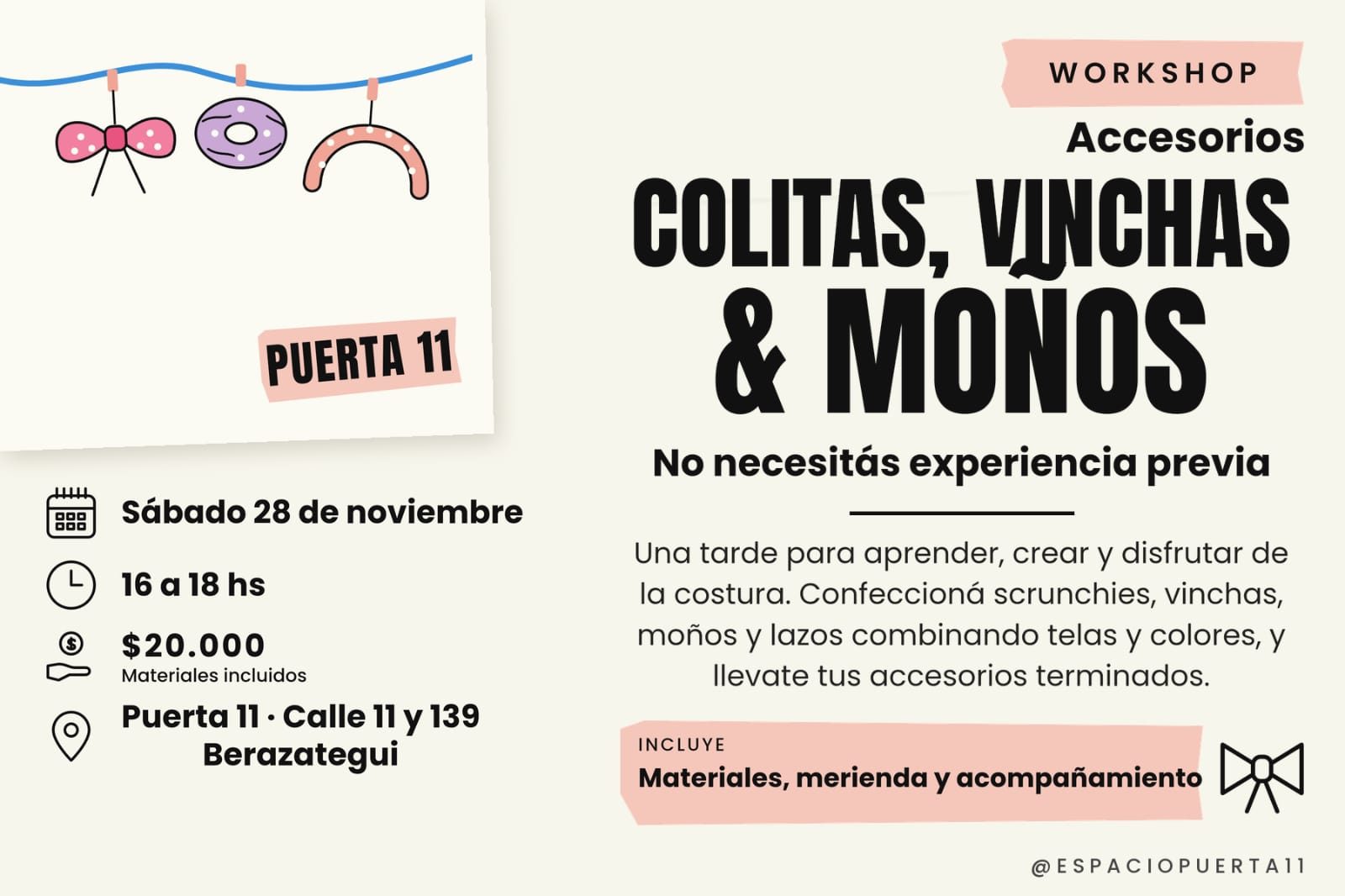 Workshop de colitas, moños y vinchas